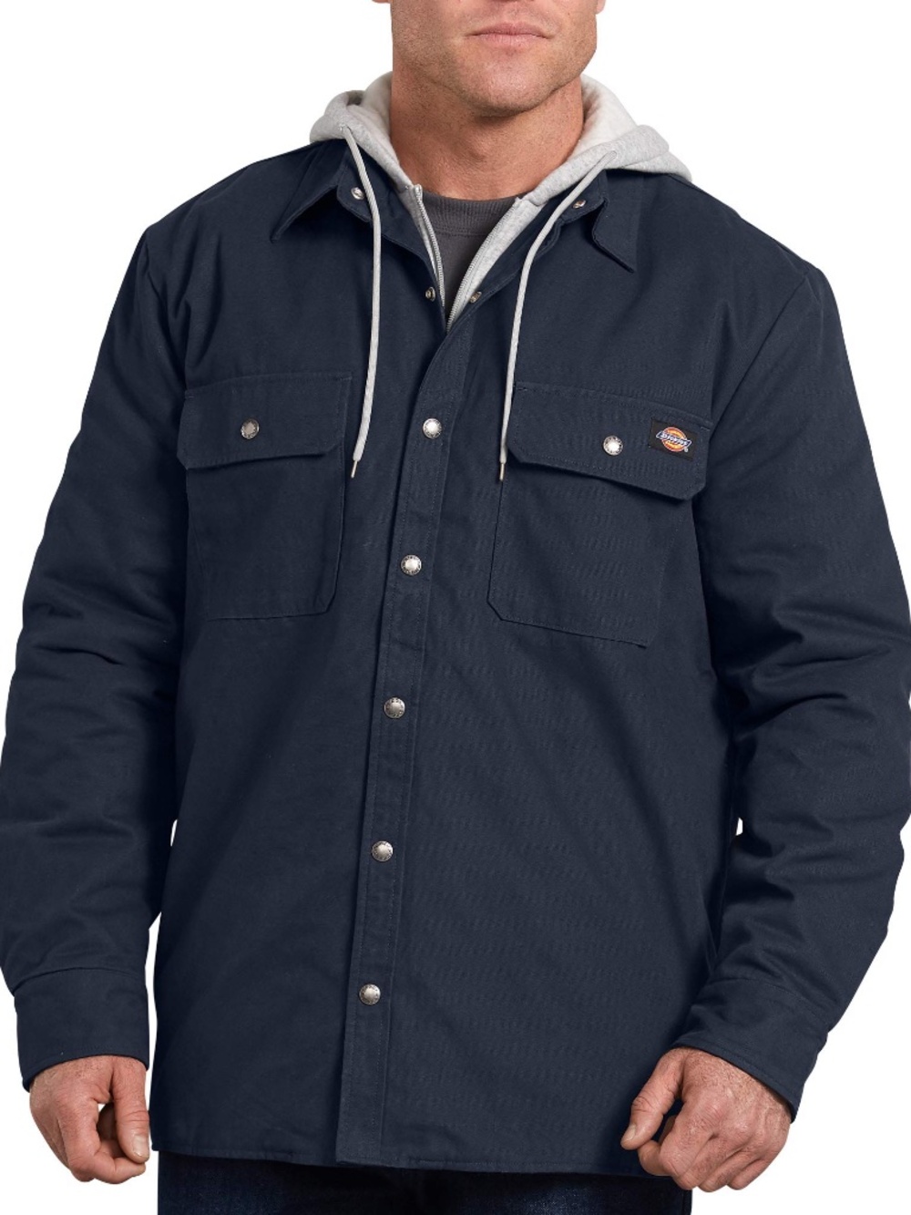 Dickies Mens Hooded Duck Canvas Shirt Jacket Navy Quilted Lined TJ203DN Large